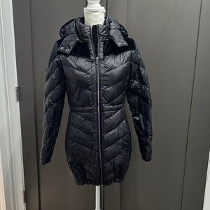 Badgley Mischka Black Puffer Coat Light Weight Packable Down Sz XS